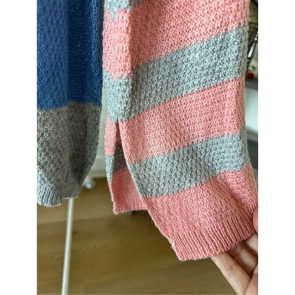 Pink Lily lightweight color block spring color crewneck sweater Womens small Pea - Picture 4 of 7